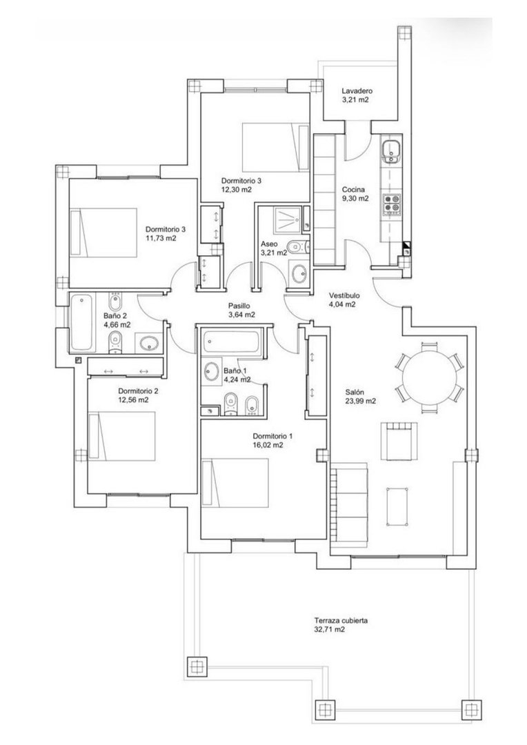 4 Bed Middle Floor Apartment in Estepona