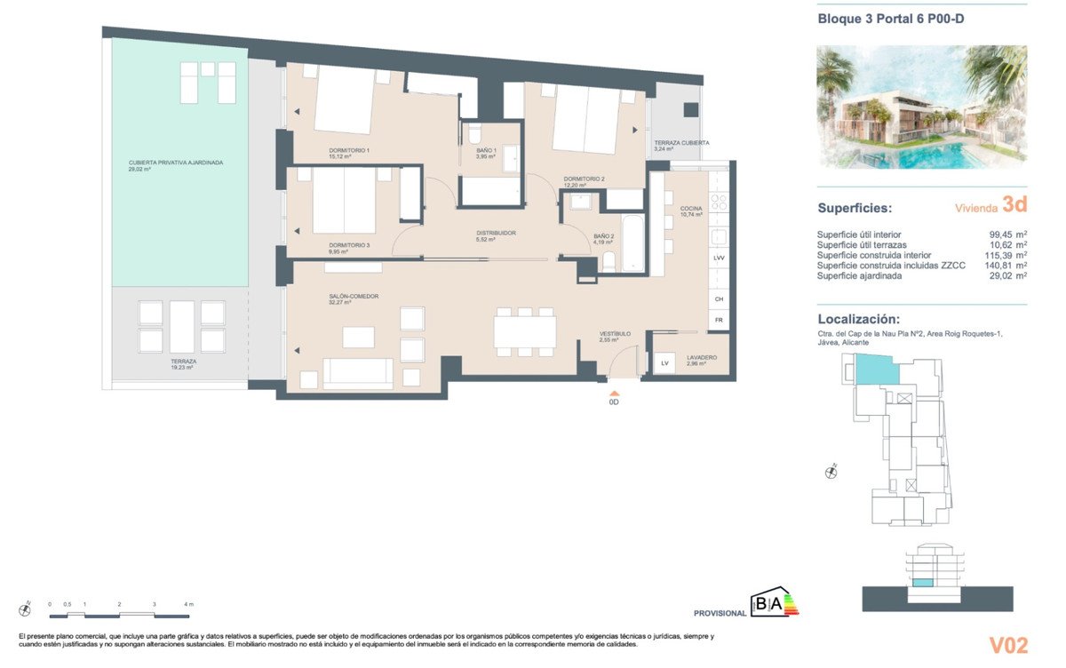 3 Bed Middle Floor Apartment in Javea