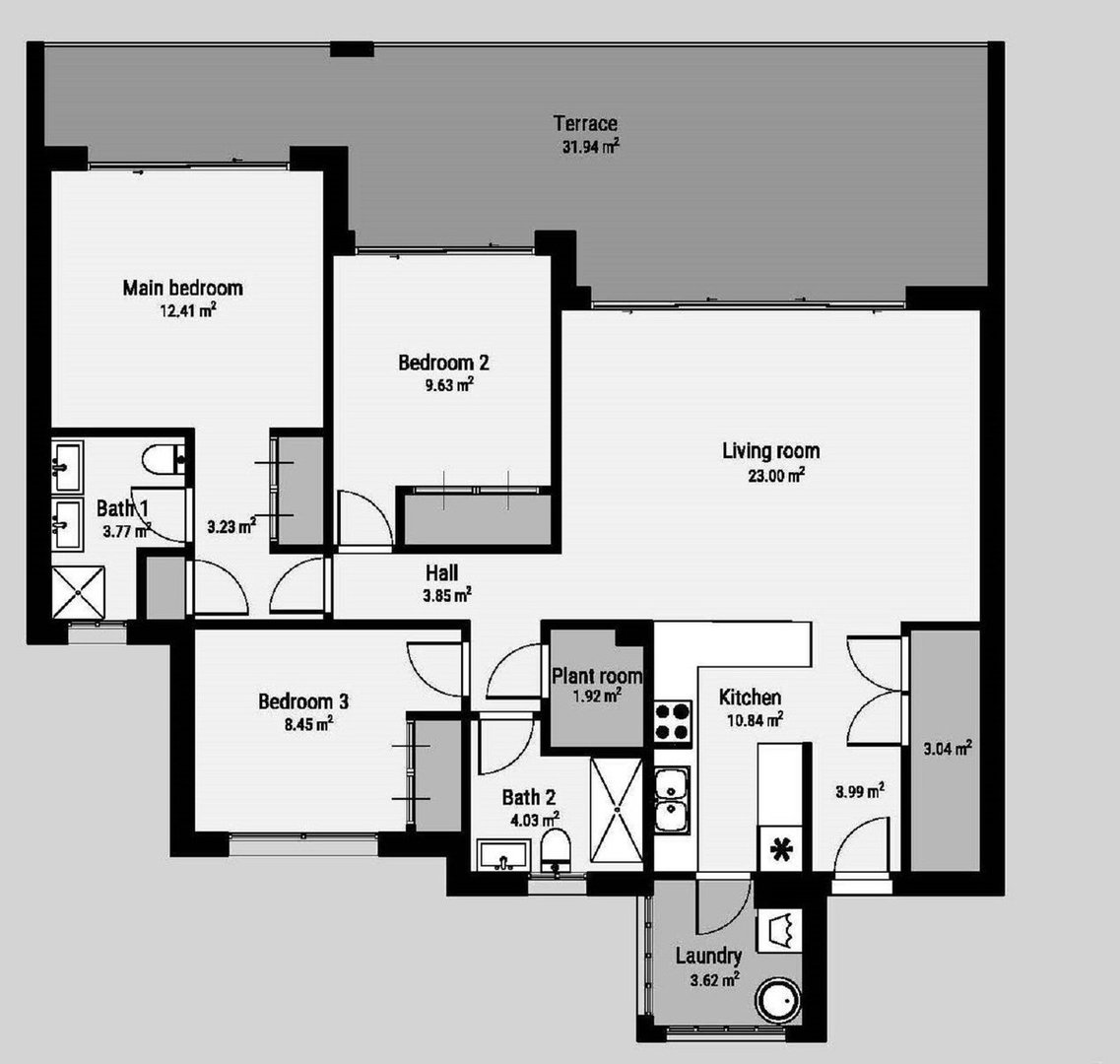 3 Bed Middle Floor Apartment in Bel Air