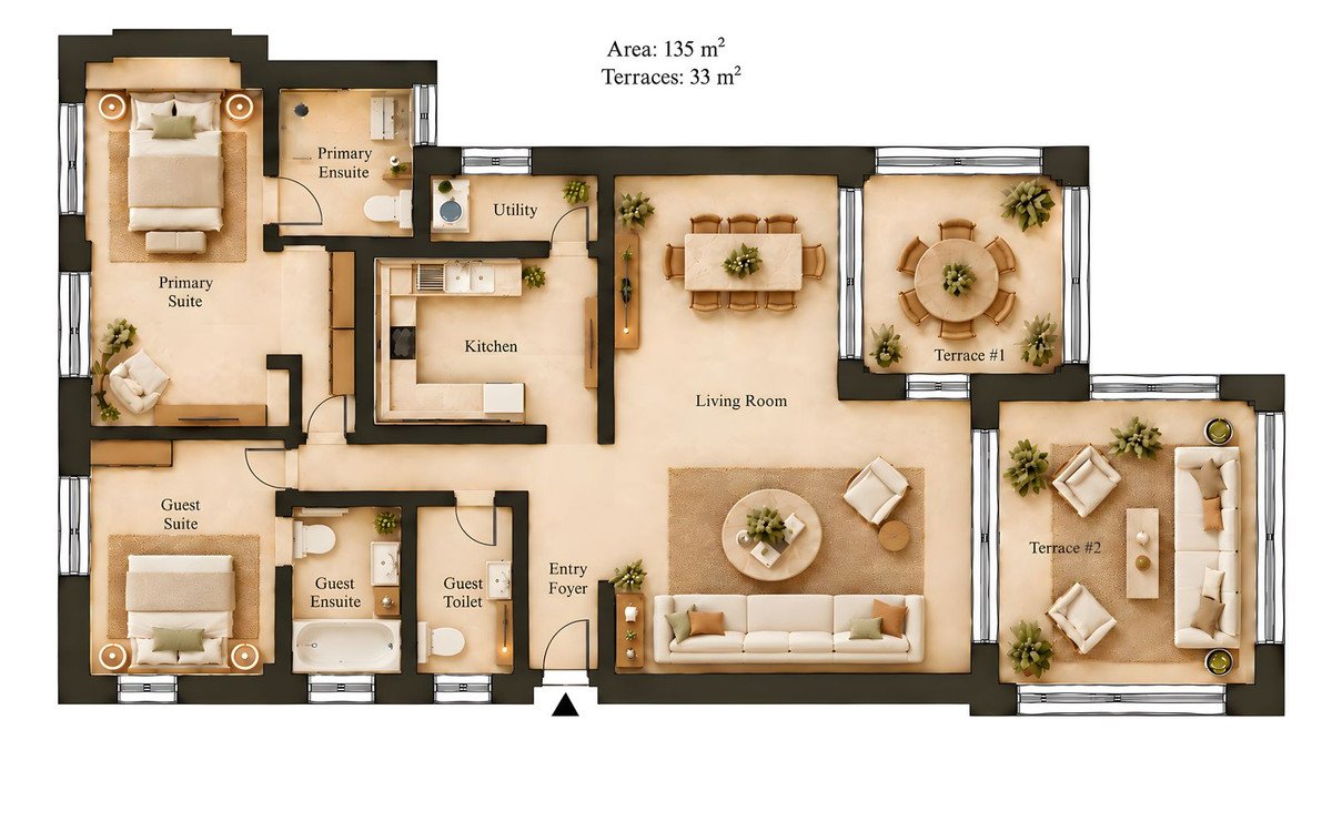 3 Bed Middle Floor Apartment in Bahía de Marbella