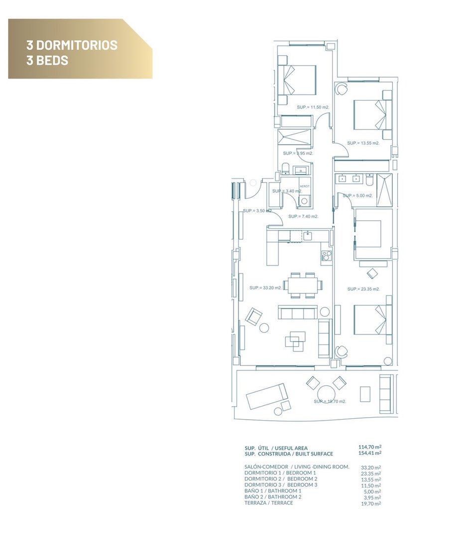 3 Bed Middle Floor Apartment in El Chaparral