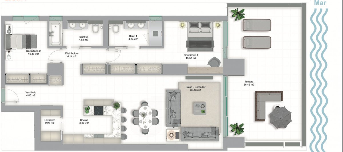 2 Bed Middle Floor Apartment in Pacífico