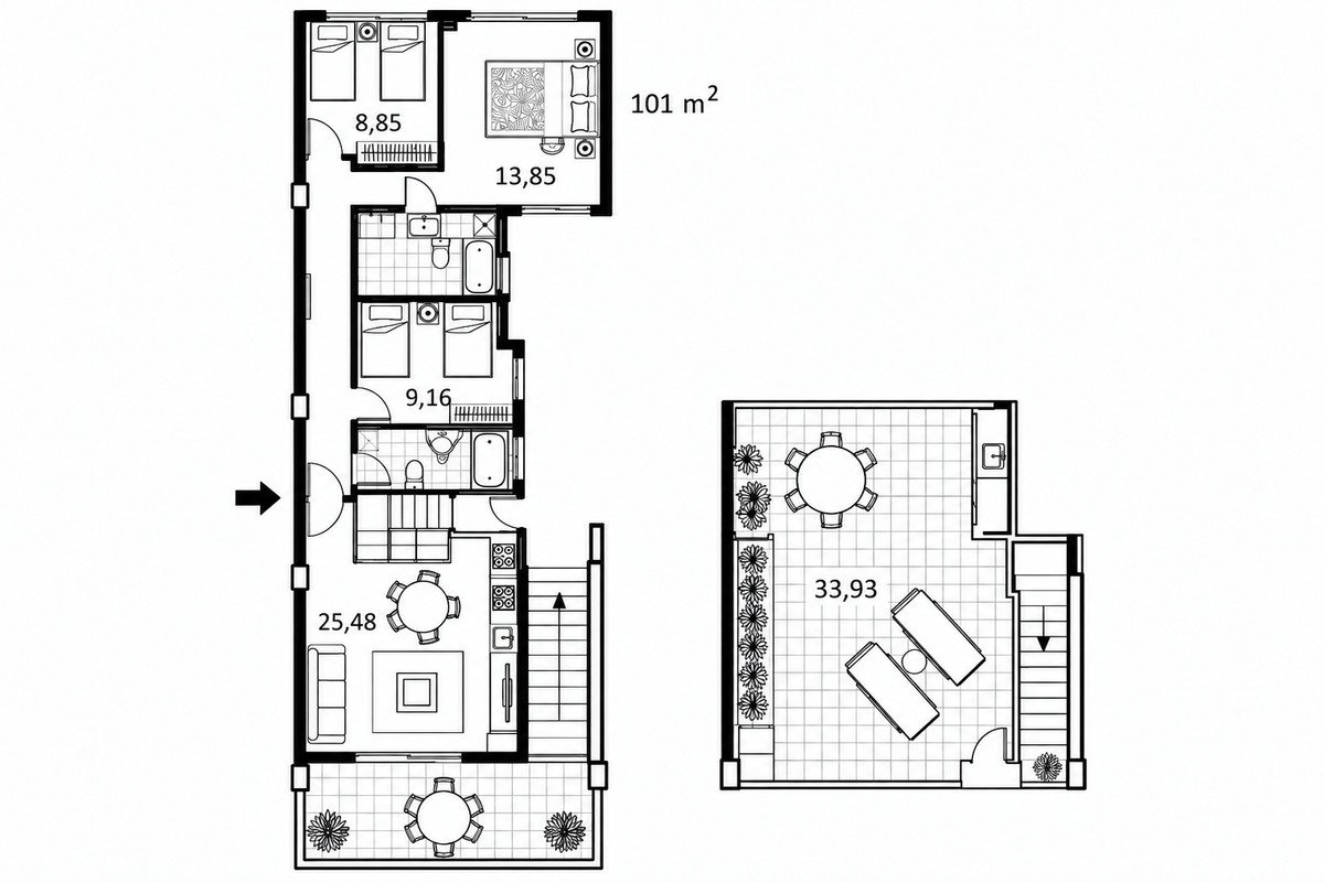 3 Bed Top Floor Apartment in Almoradi