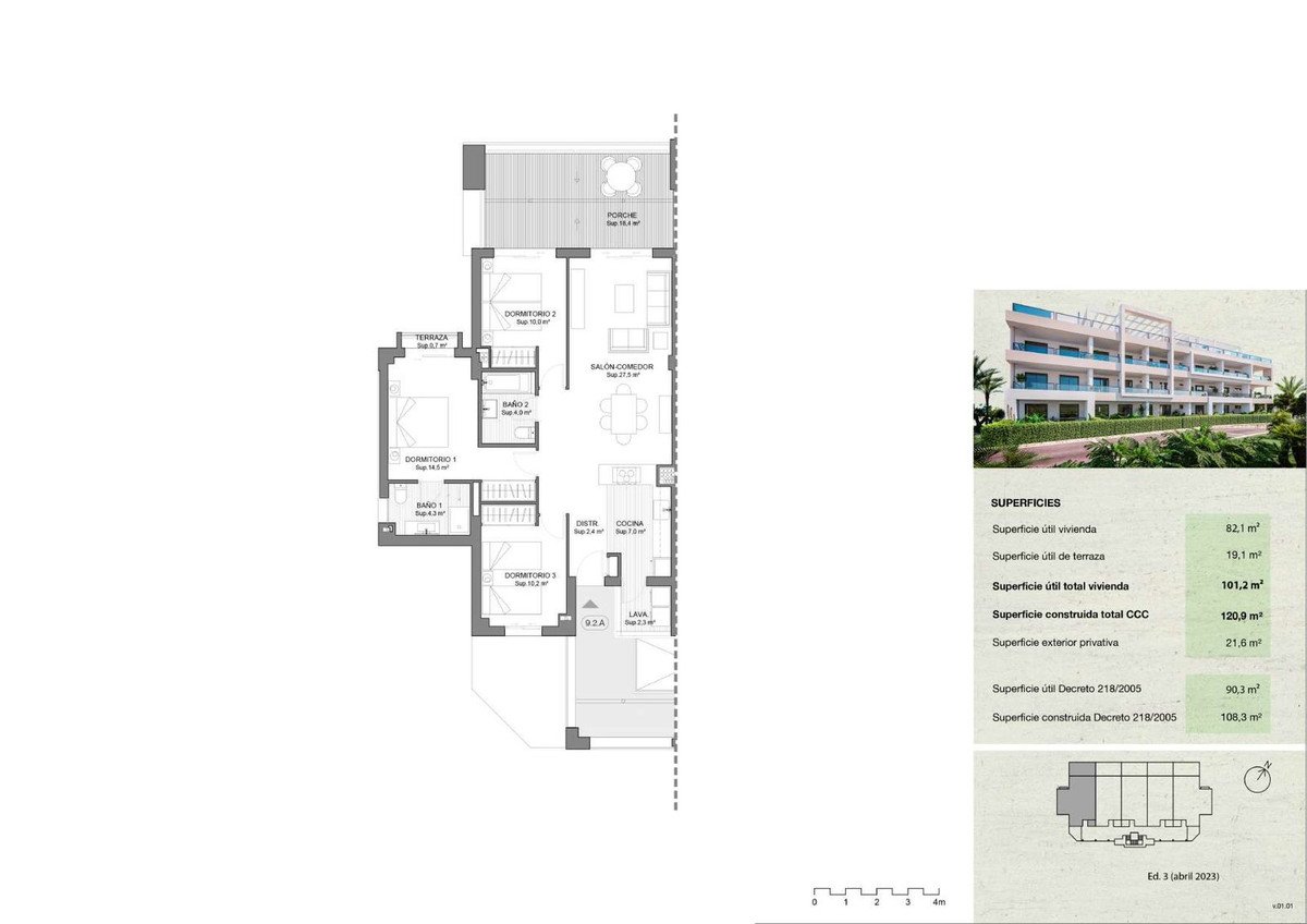 3 Bed Middle Floor Apartment in La Cala de Mijas