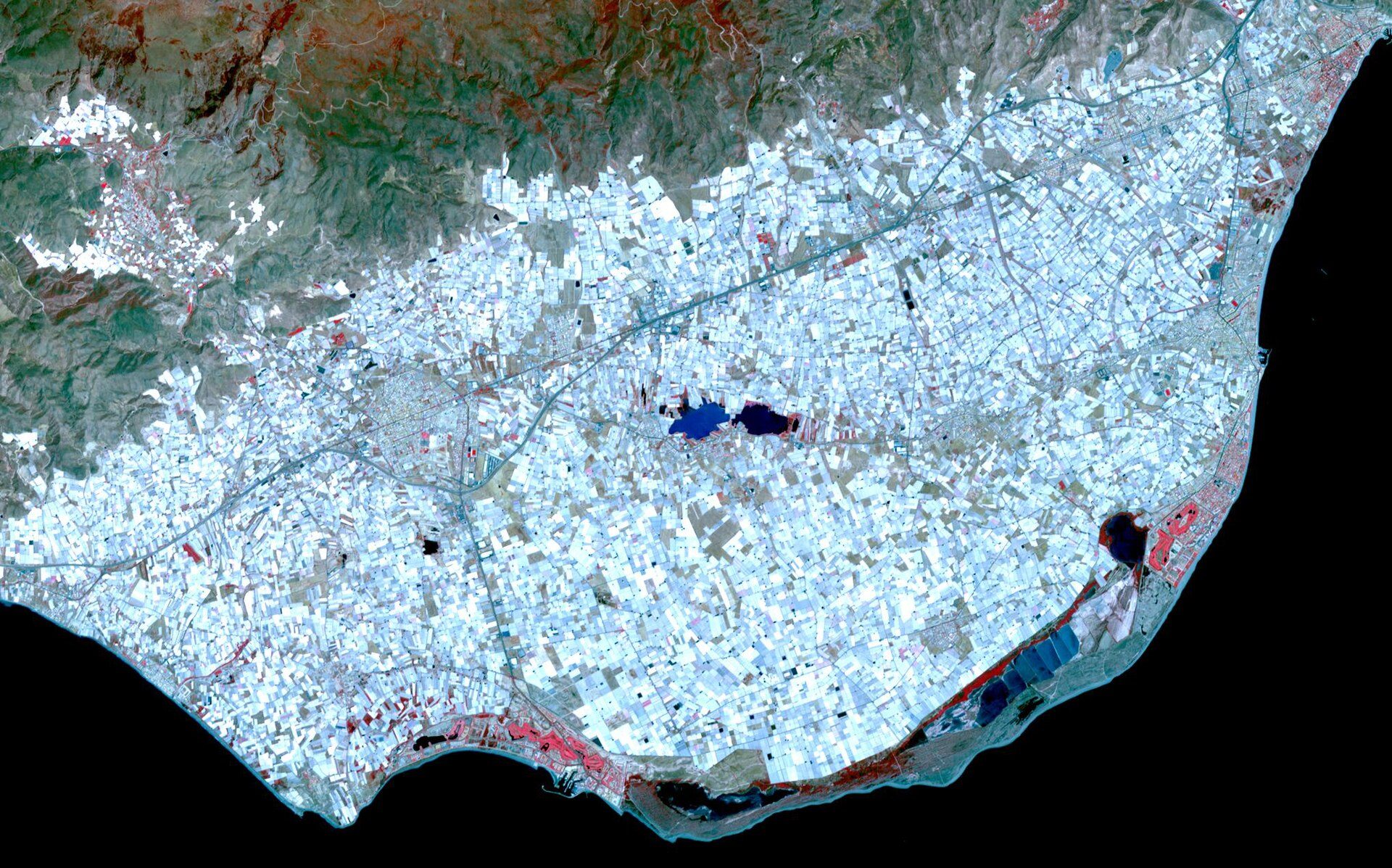 Surrounding the town of El Ejido, Almeria Province, southern Spain is a sea of g