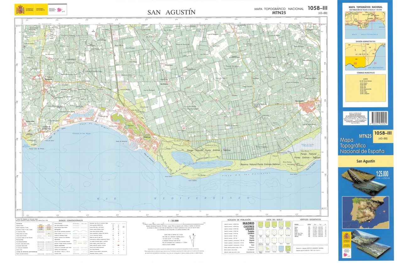 Fragment 1058c3 of the National Topographic Map of Spain in 2011 at a scale of 1
