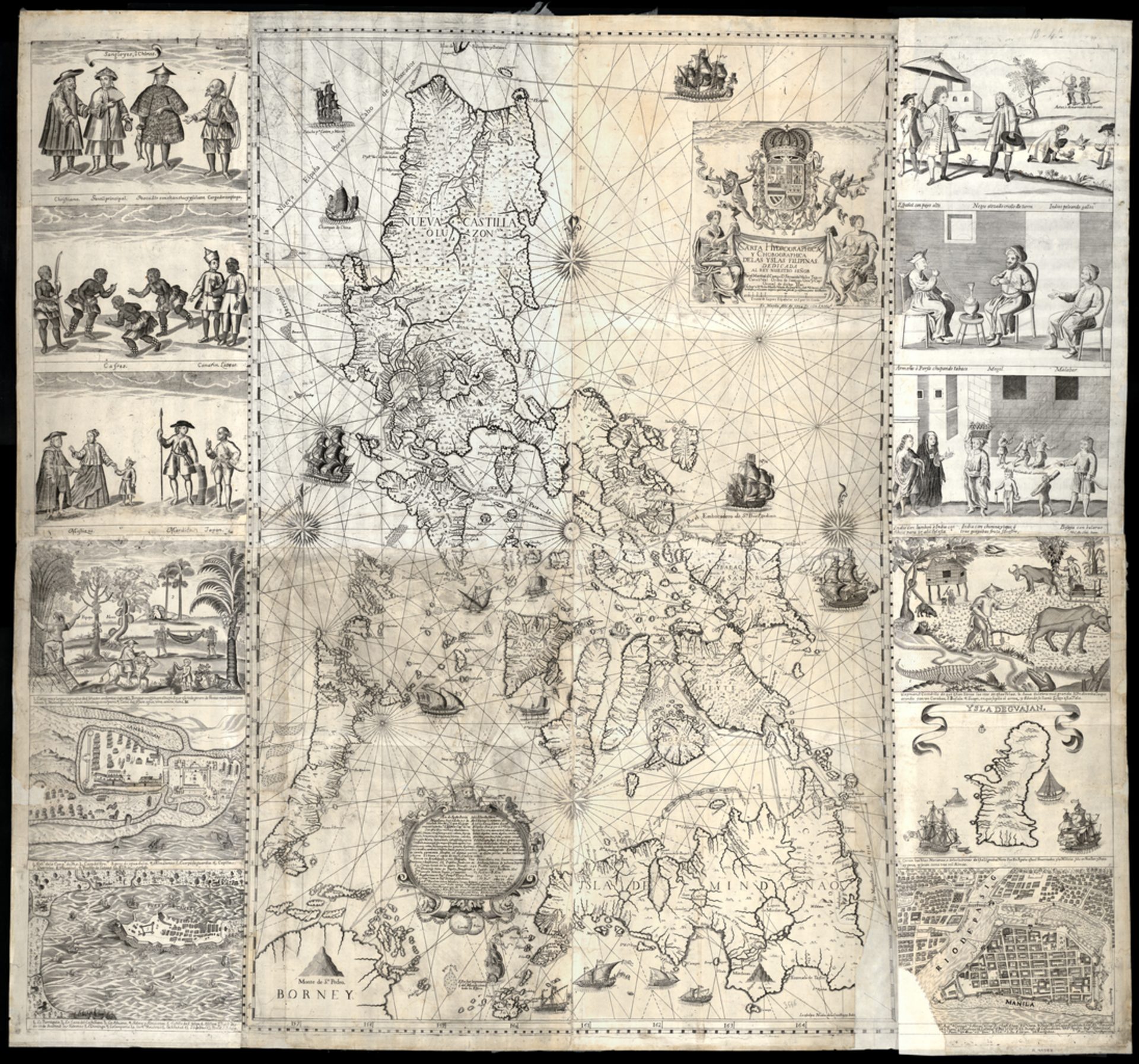 This magnificent map of the Philippine archipelago, drawn by the Jesuit Father P