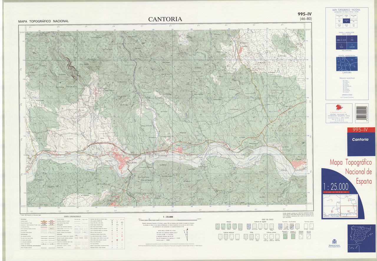 Fragment 0995c4 of the National Topographic Map of Spain in 1999 at a scale of 1
