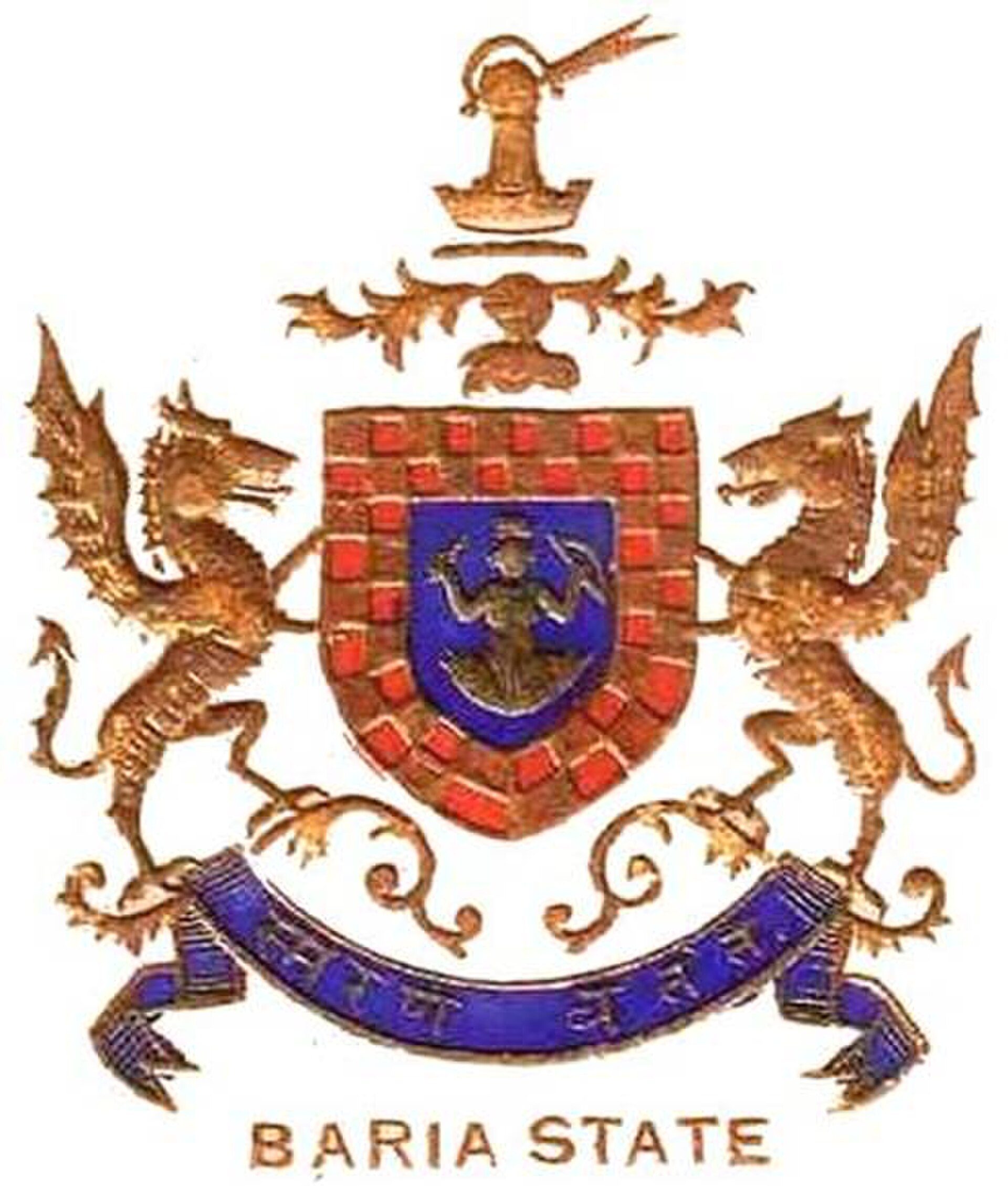 Coat of Arms of Baria StateRaja of ...
 
Arms: Or, a demi man affronté in flames