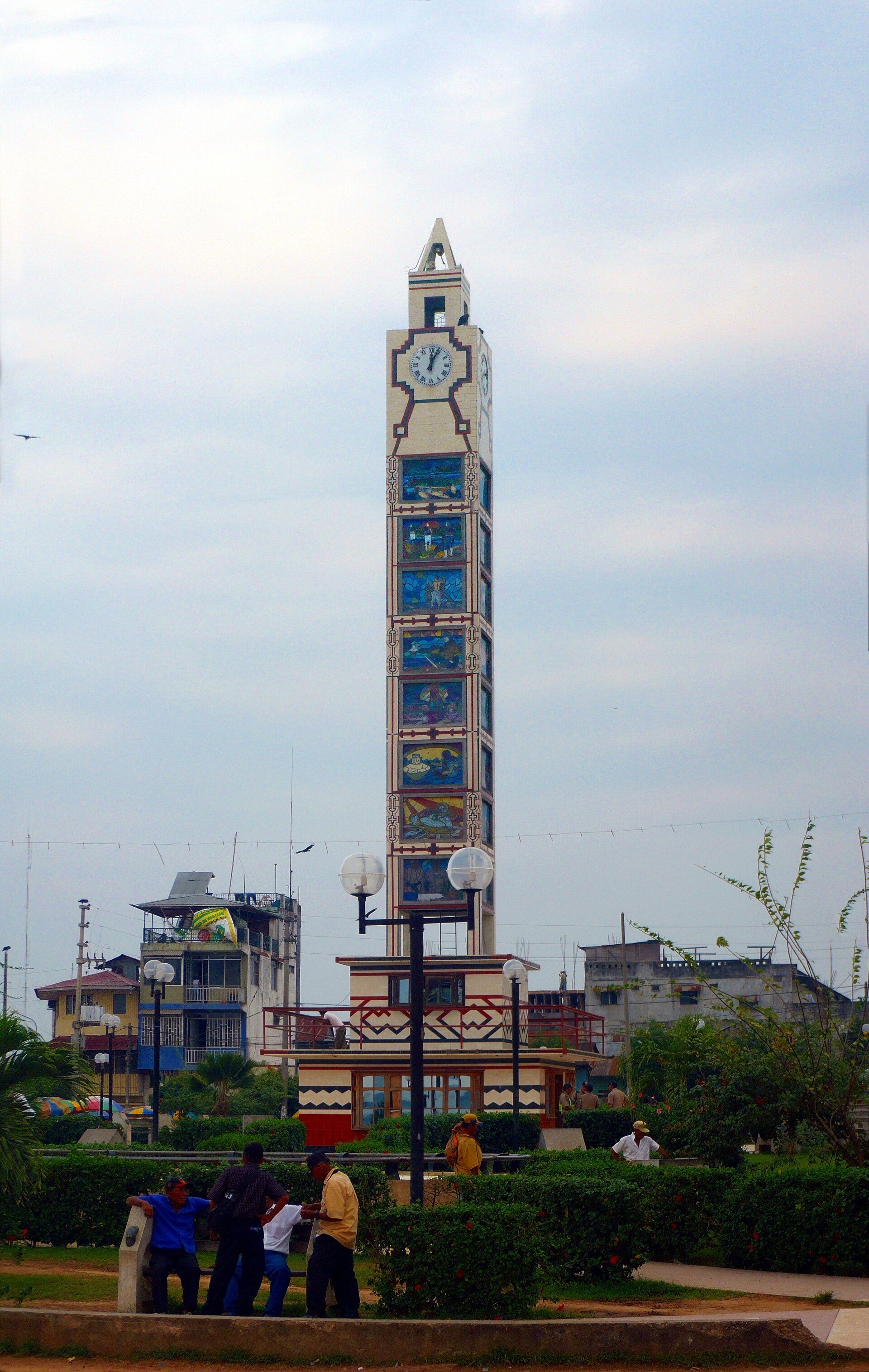 The Public Clock (Reloj público in spanish) tower and Plaza Grau — one of the at