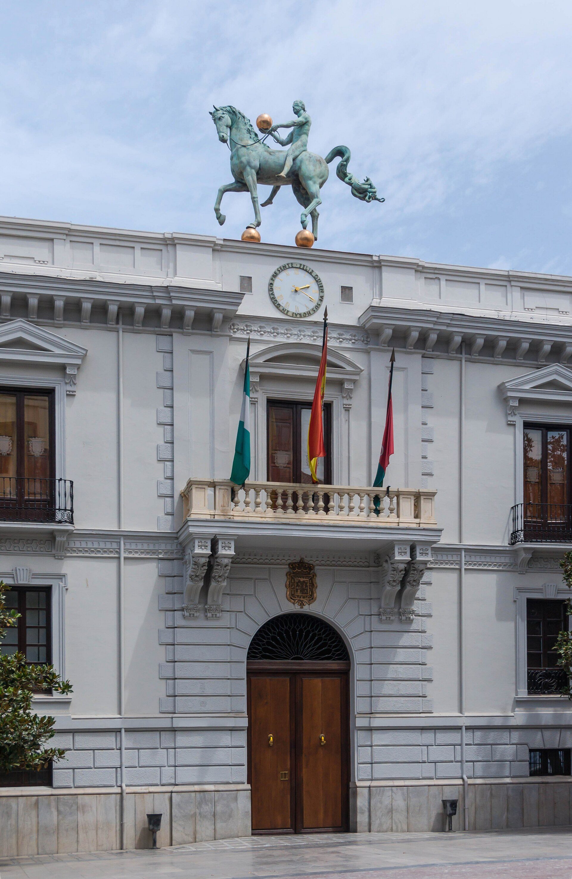 Detail of the facade and entrance of the City Hall (Ayuntamiento) of Granada, Sp
