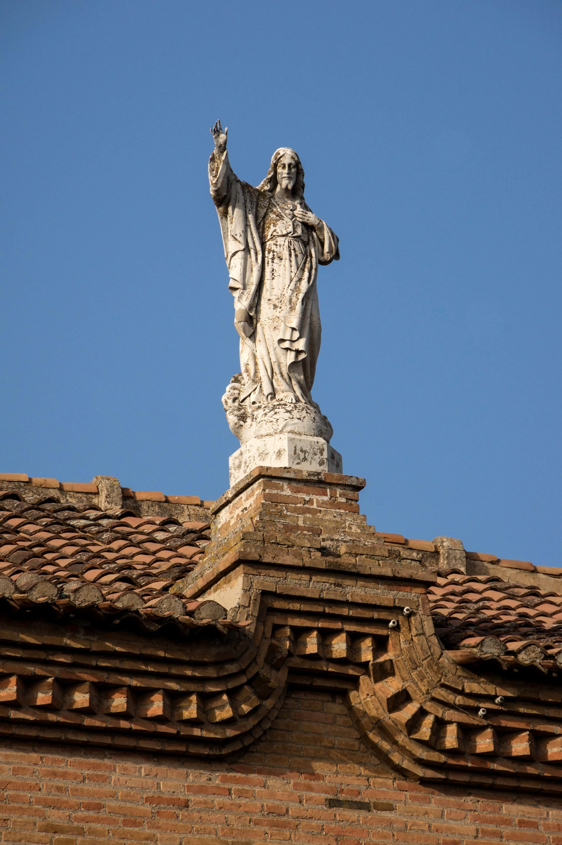 Statue of Jesus Christ overlooking the city, San Cristobal parish, Granada, Spai