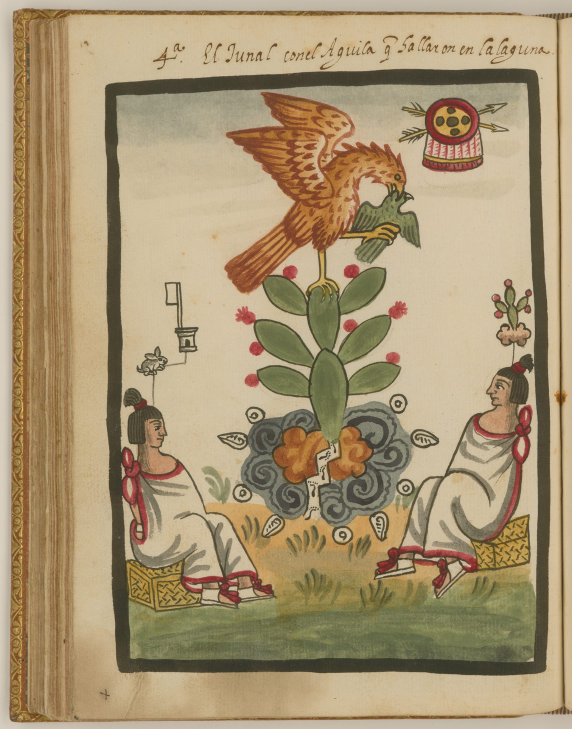 Alt text: Illustration of two figures sitting on the ground with a large cactus and an eagle in the sky.