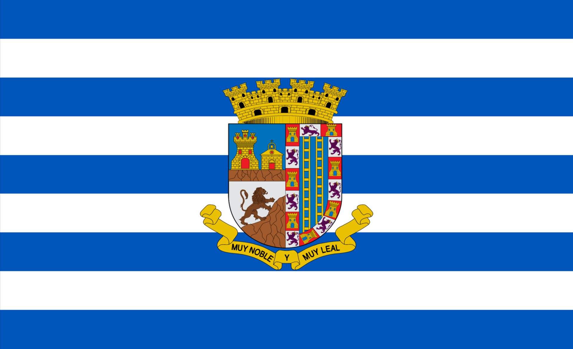 The flag of Jumilla is horizontally divided in nine stripes, in turn blue and wh
