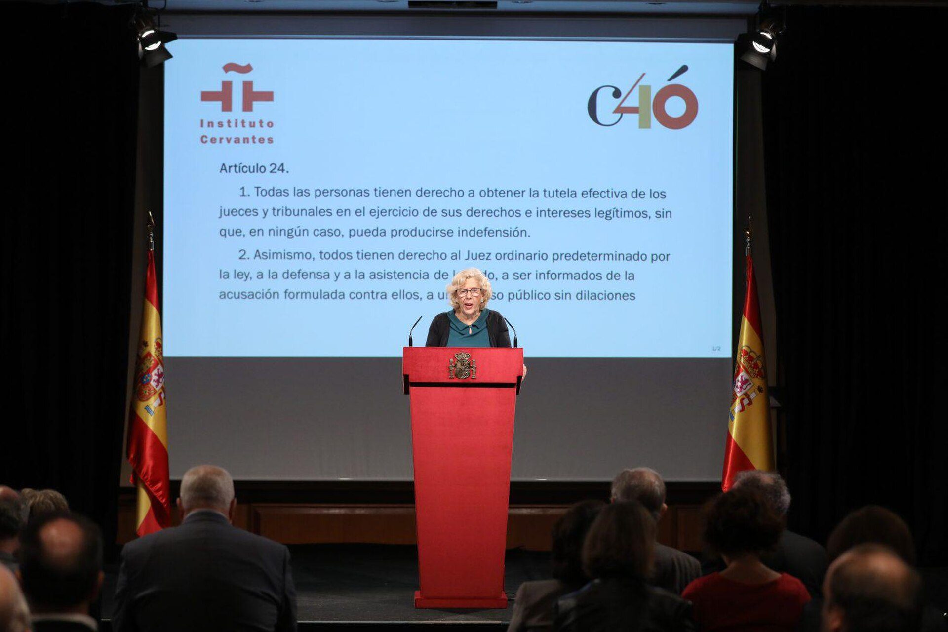 La alcaldesa de Madrid, Manuela Carmena se ha sumado esta mañana a la lectura co
