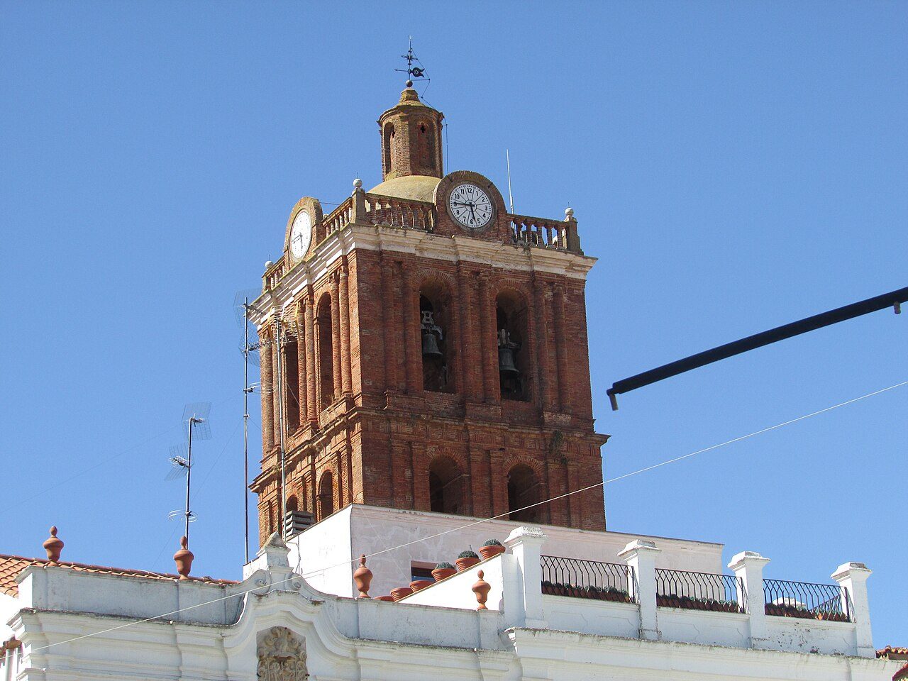 The bell tower of the Church of la Candelaria (Iglesia de la Candelaria) viewed 