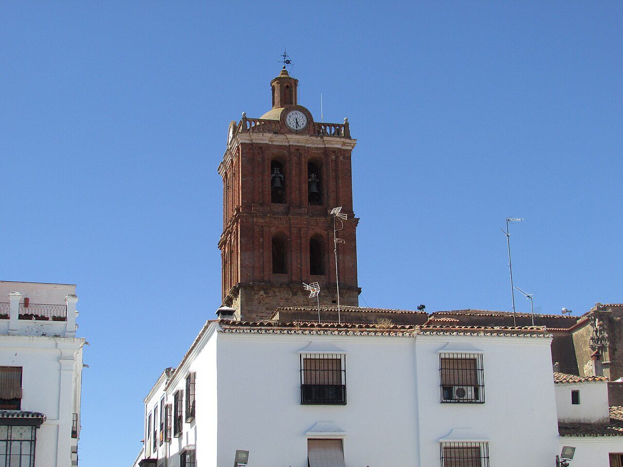 The bell tower of the Church of la Candelaria (Iglesia de la Candelaria) viewed 