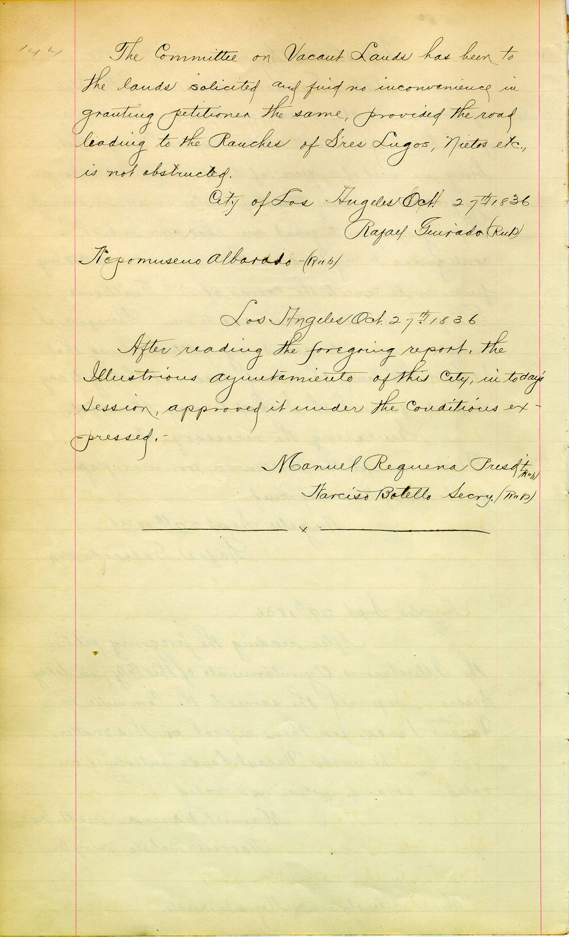 Petition of Rafael Gallardo for grant of agricultural land, 1836
Gallardo reques