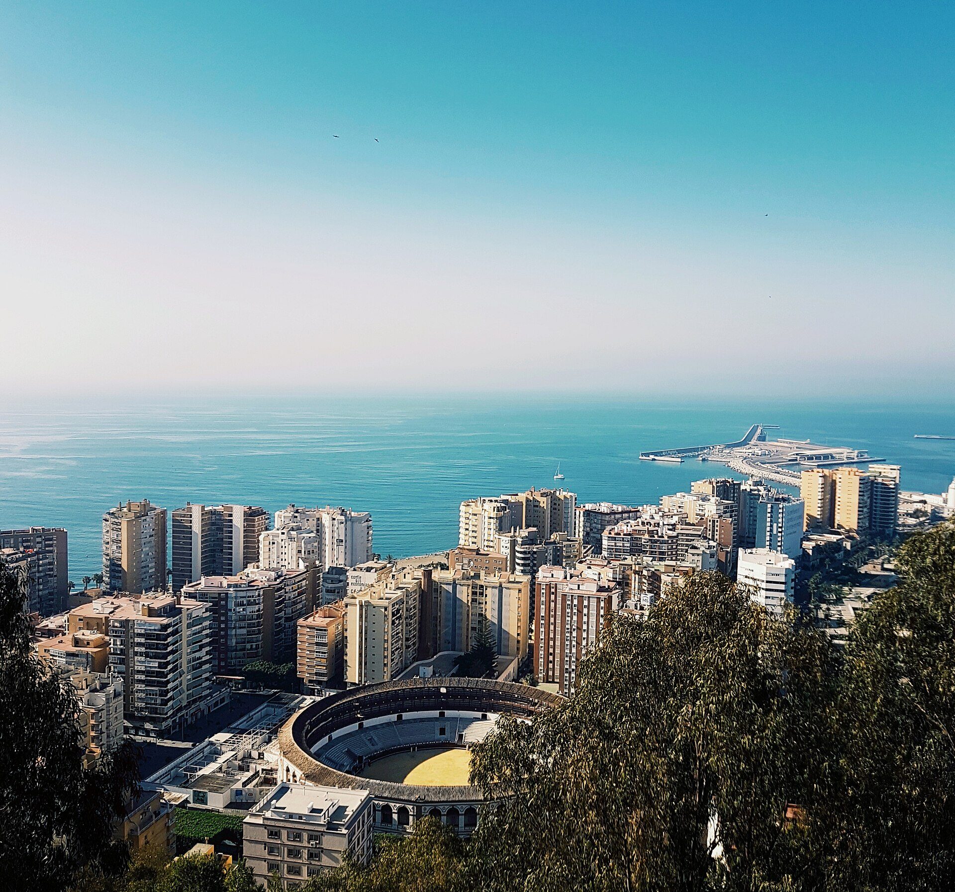 Ocean view apartment with balcony, modern kitchen, and large windows.