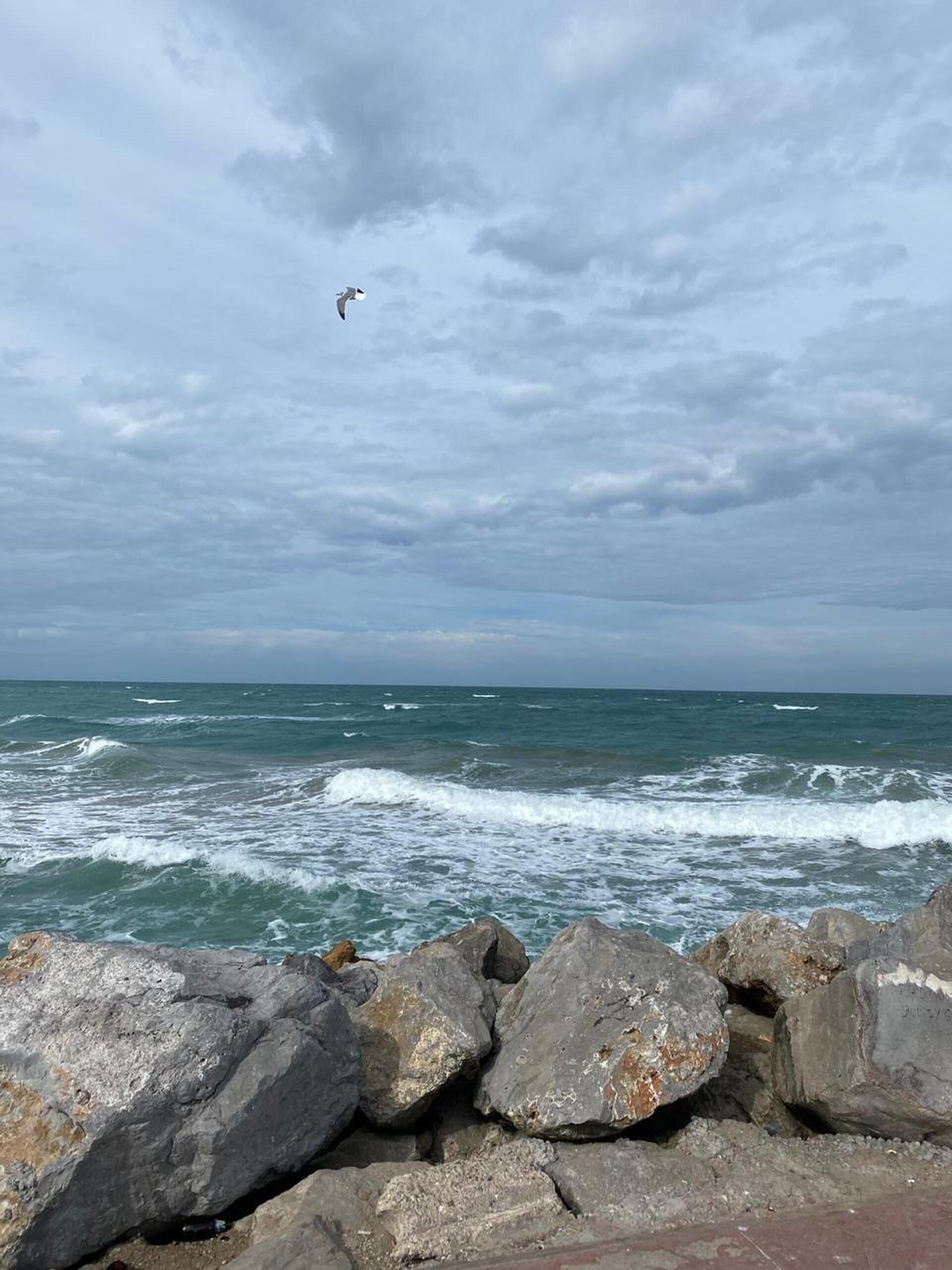 In this image we can aprecciate the blue waters of the Miramar beach in Mexico, Tamaulipas with the rocks of their pier. | CarolEstefSalas | CC BY-SA 4.0
