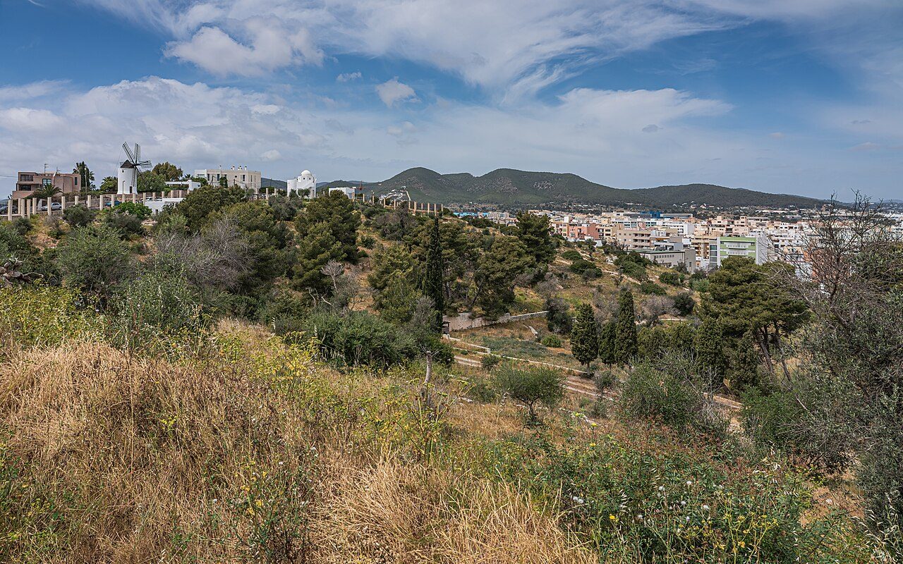 View of Puig des Molins at Ibiza City, Ibiza, Spain