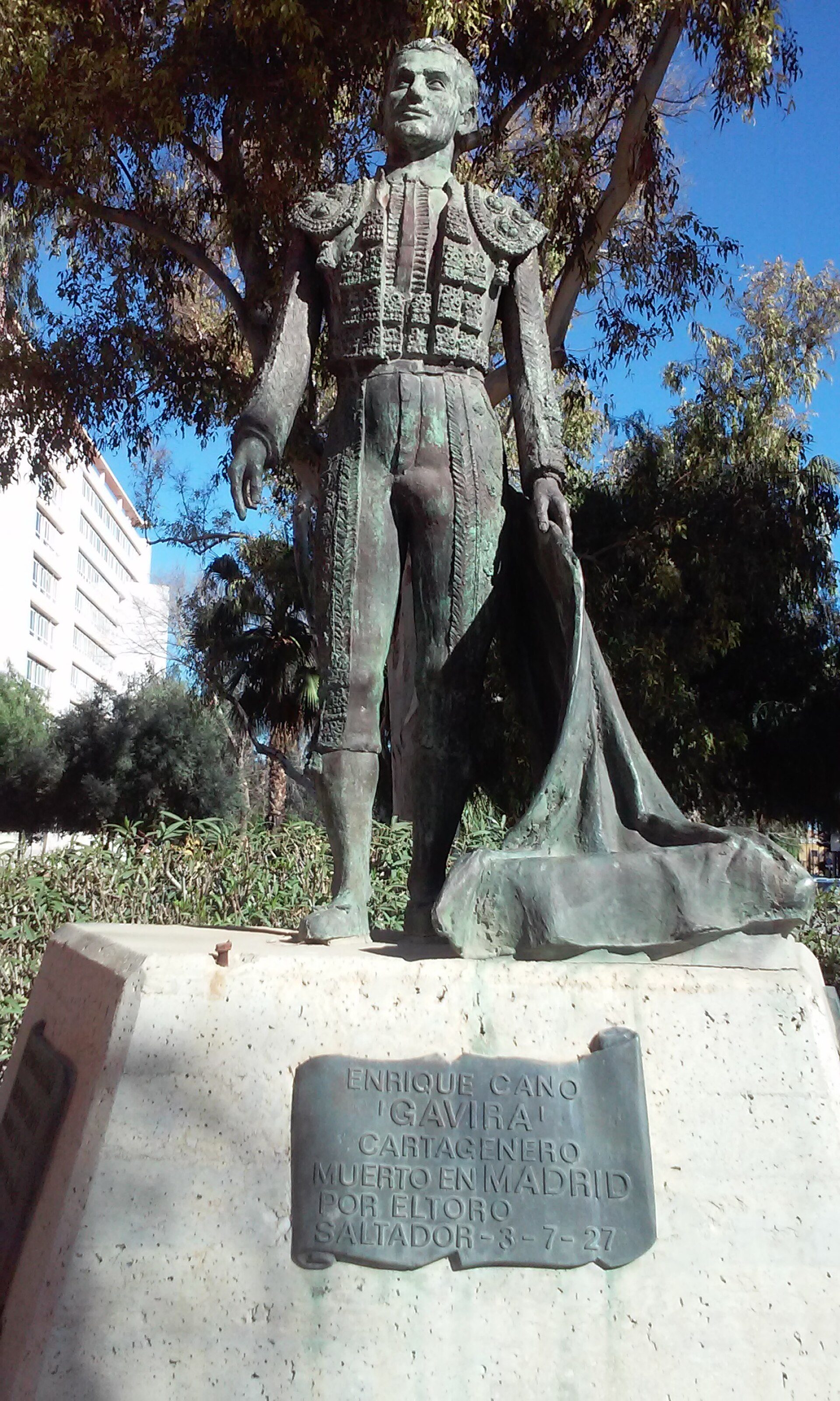 Statue dedicated to the bullfighter Enrique Cano "Gavira", died during a bullfig