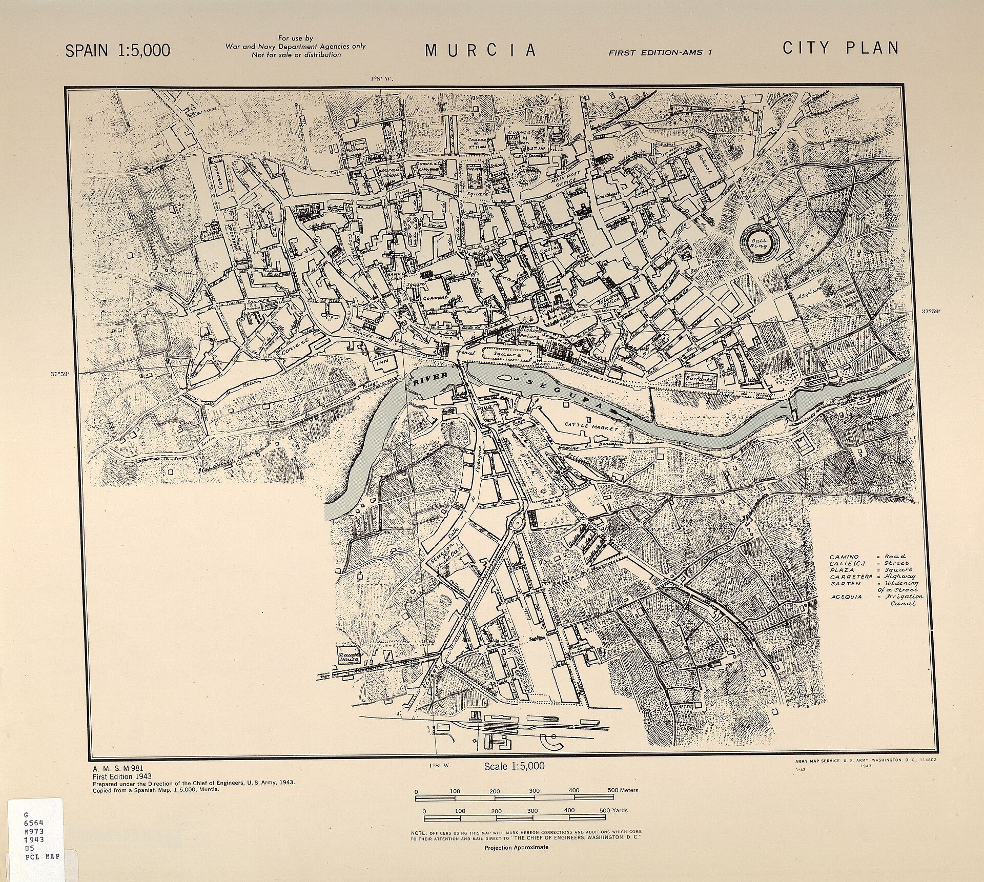 Murcia - 1:5,000 1943 (2.5MB) - Spain City Plans, U.S. Army Map Service, 1943 | United States Army Map Service | Public domain