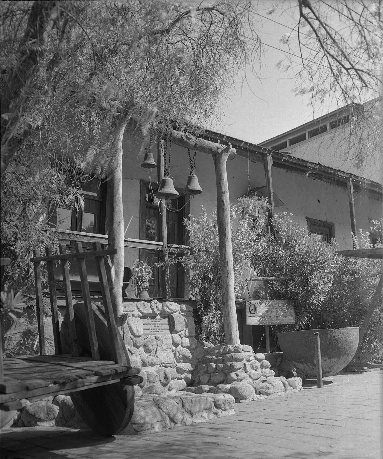 Title:  Know Your City No.249 Front porch and marker of Avila Adobe on Olvera St