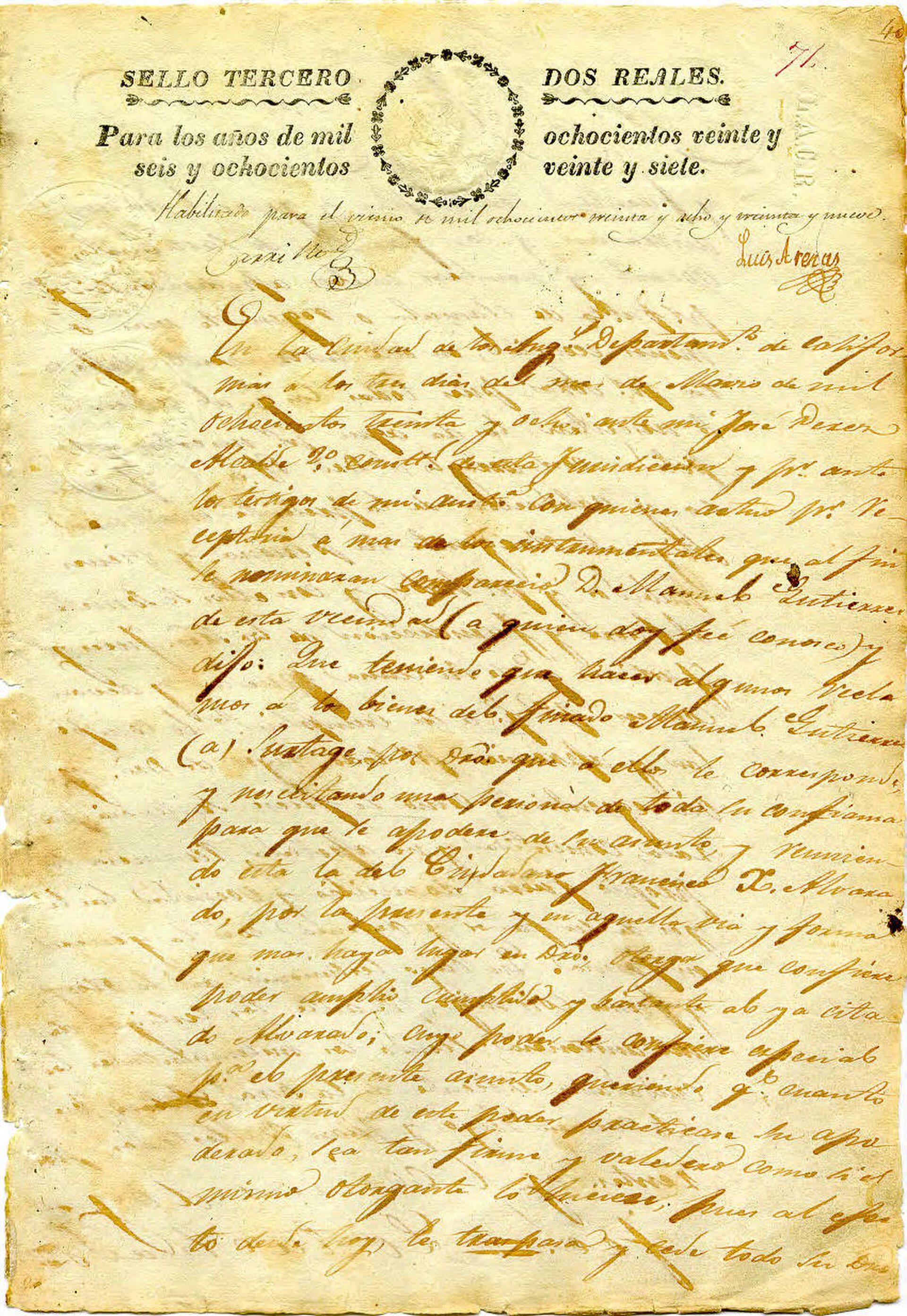 Power of attorney of Manuel Gutierrez, 1838
Executed in regard to disputed claim