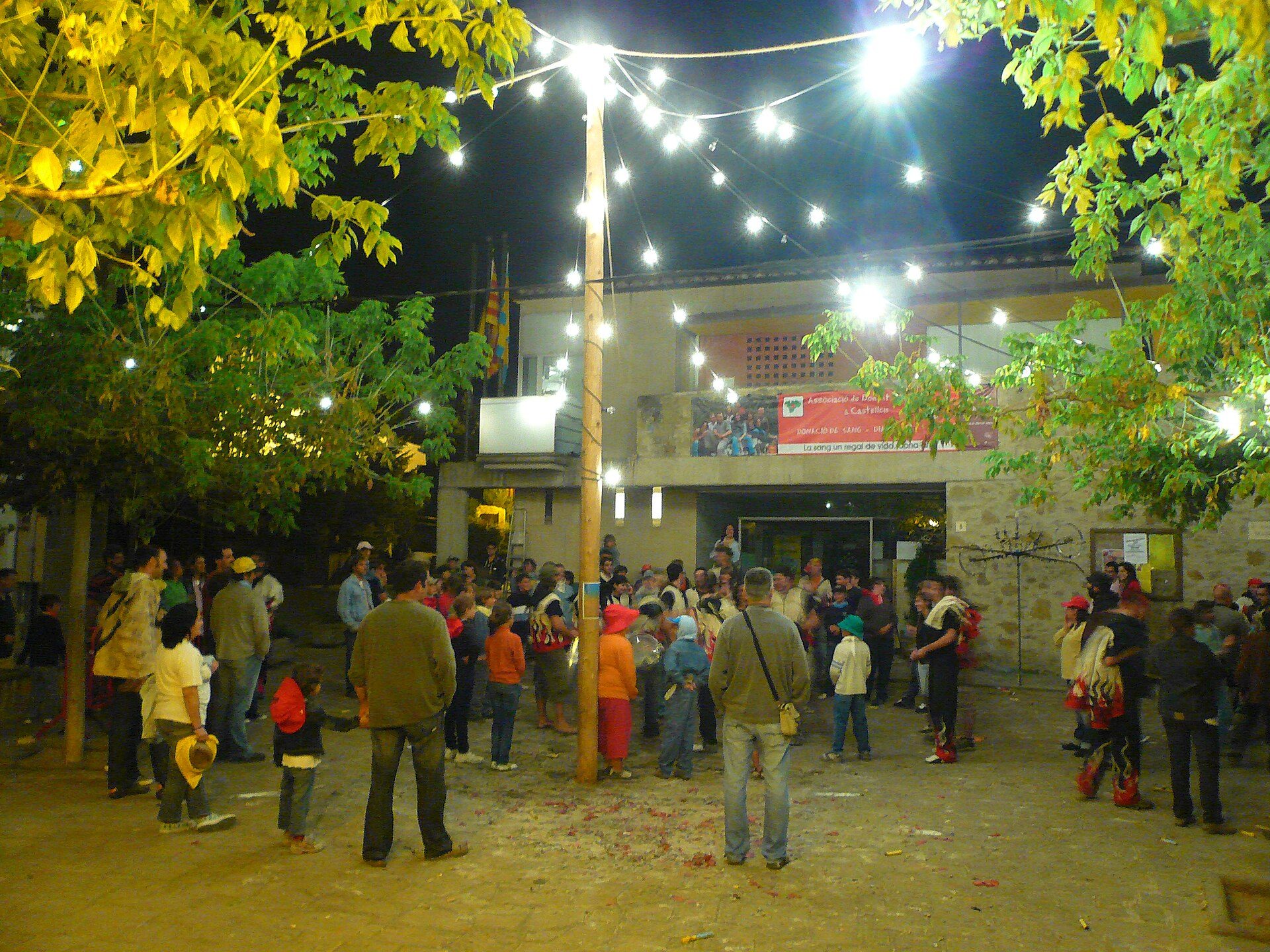Castellcir: Open air public night party in summer '08 (City Hall behind)