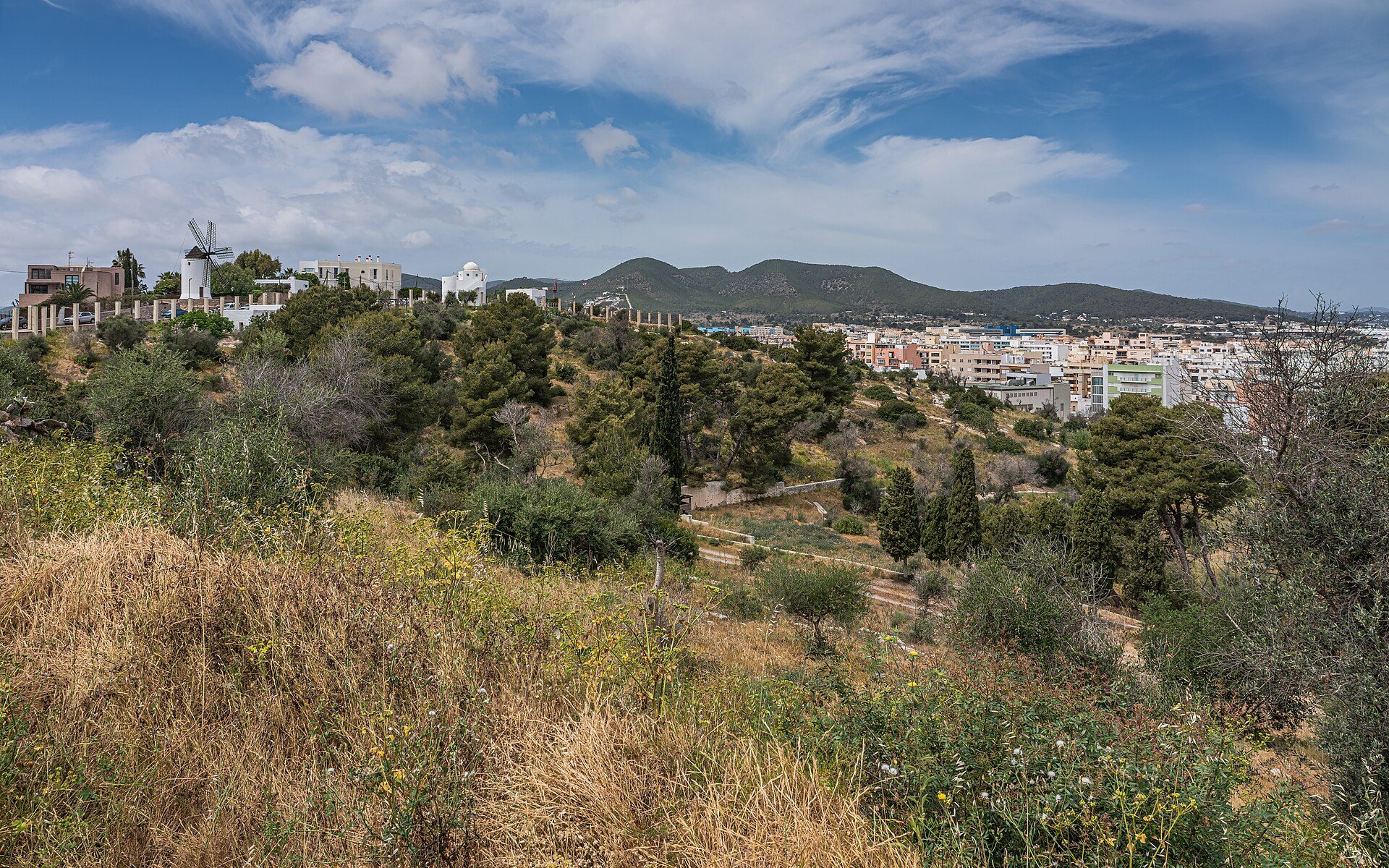View of Puig des Molins at Ibiza City, Ibiza, Spain