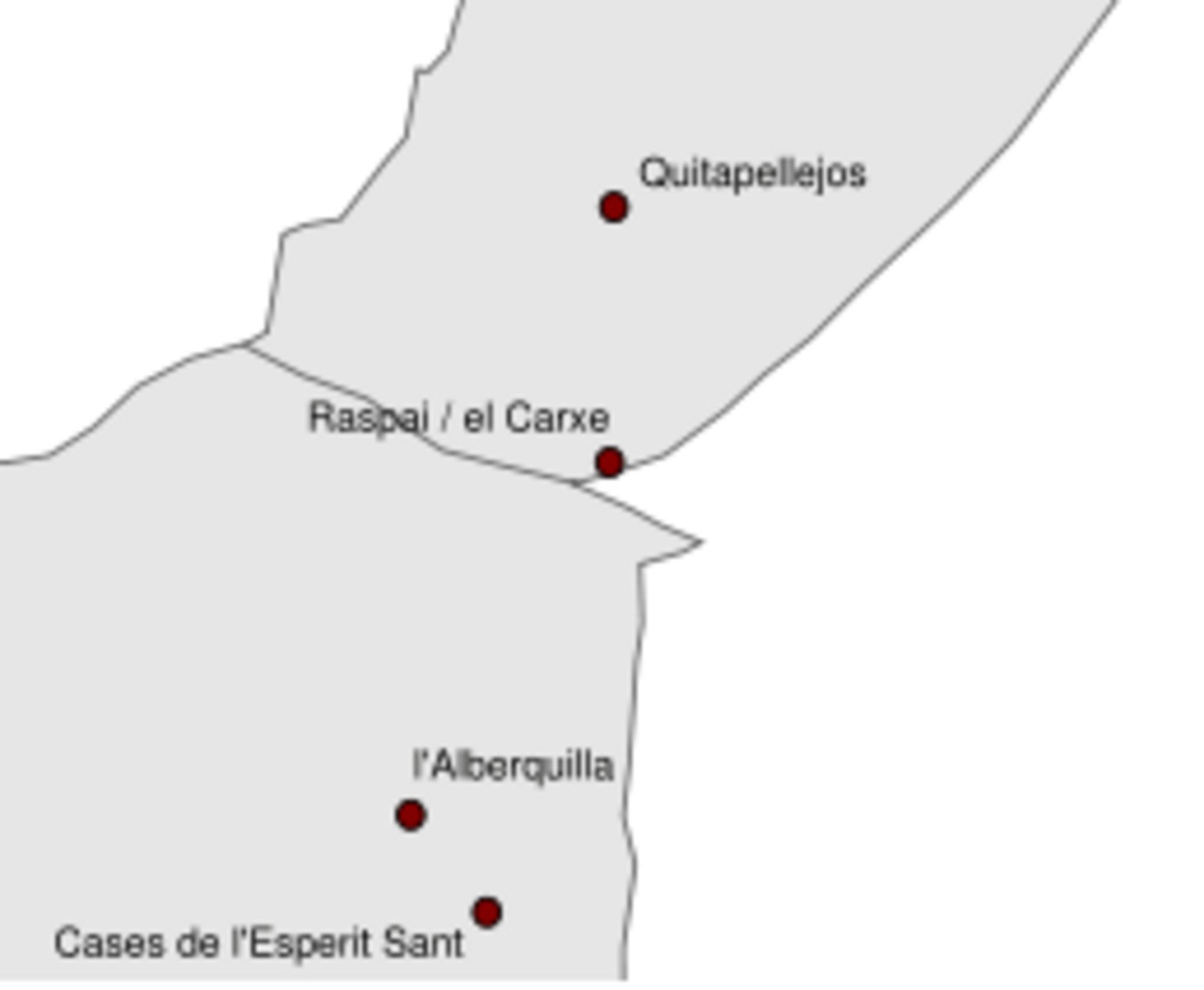 Alt text: Map showing coastal locations with red markers indicating points of interest.