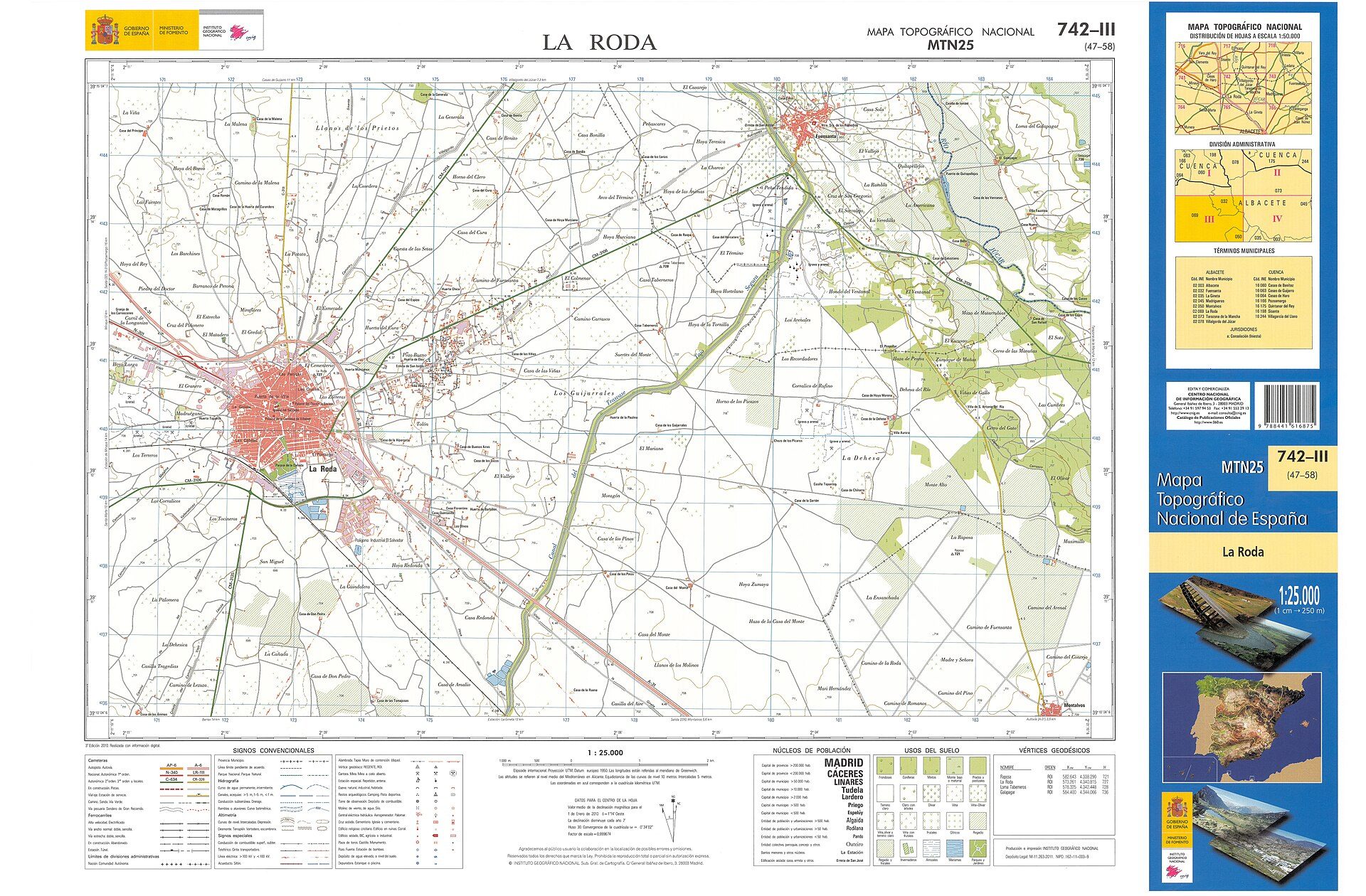 Fragment 0742c3 of the National Topographic Map of Spain in 2010 at a scale of 1