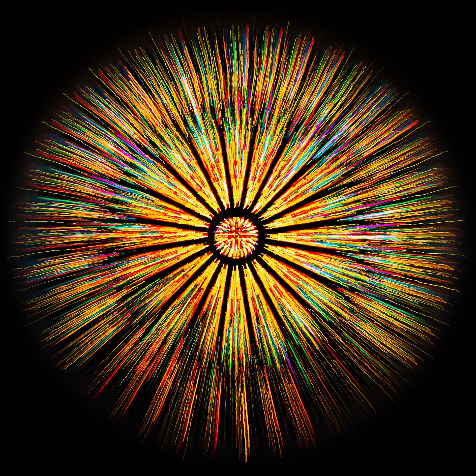 Rose window (taken with zoom effect) of the Holy Cross Church in Dülmen, North R