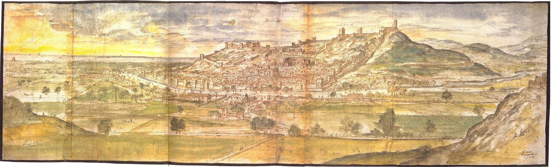 Vista de Murviedro (Sagunto) realizada por Wyngaerde en 1563 para Felipe II