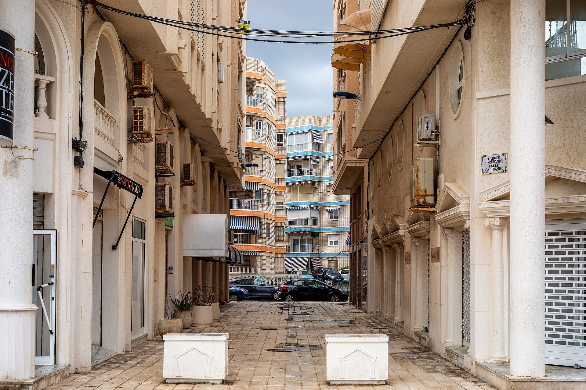 Calle Campoamor alley in Santa Pola, Alicante, Spain in 2022 January.