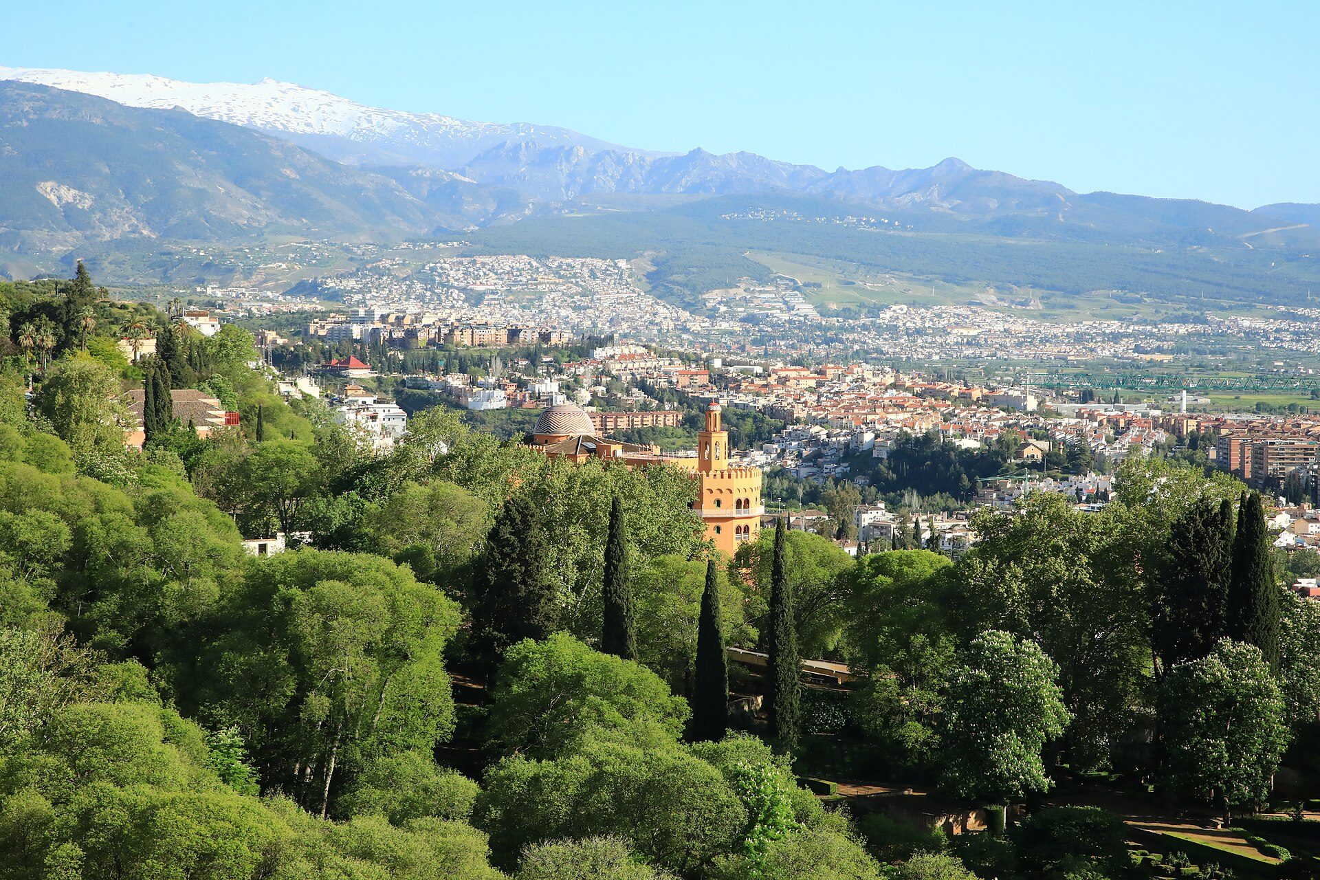 Granada (Andalusia, Spain) - View from Alhambra - The south of the city and Sier