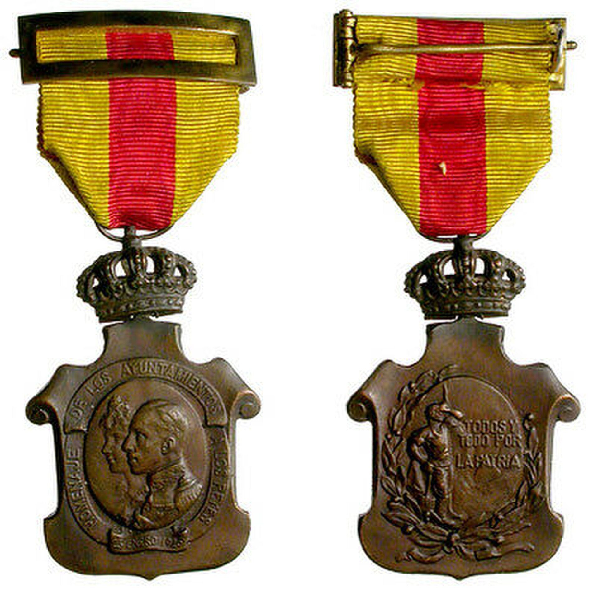 Anverso y reverso de la Medalla conmemorativa del homenaje de los Ayuntamientos 