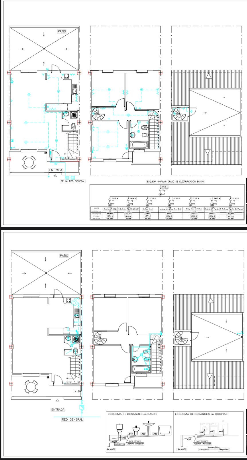 Technische tekening van een plattegrond van een huis.