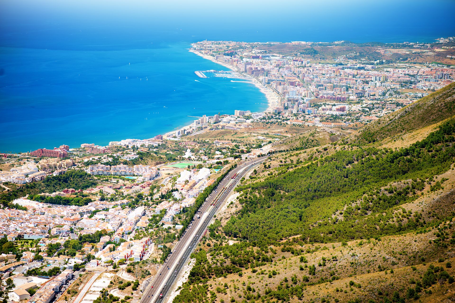 Coastal Town From The Mountains Seen