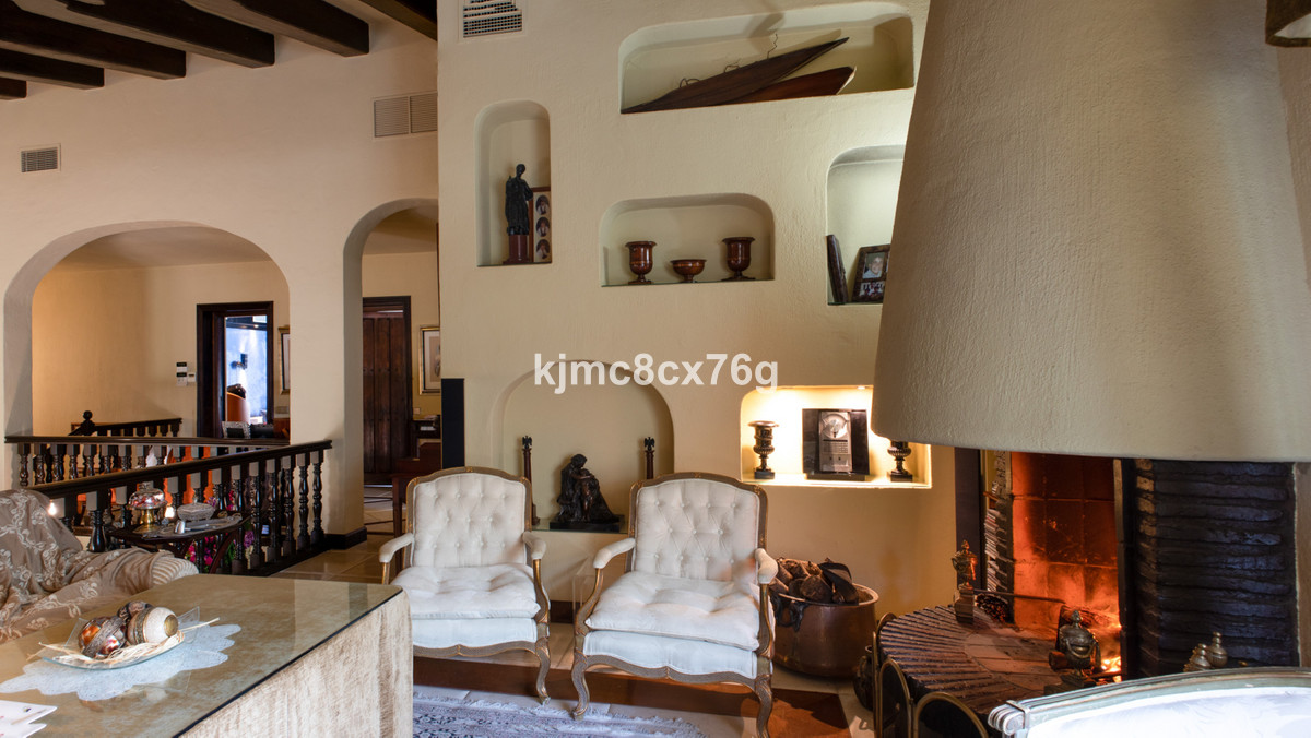 Elegante woonkamer met open haard en klassieke inrichting.