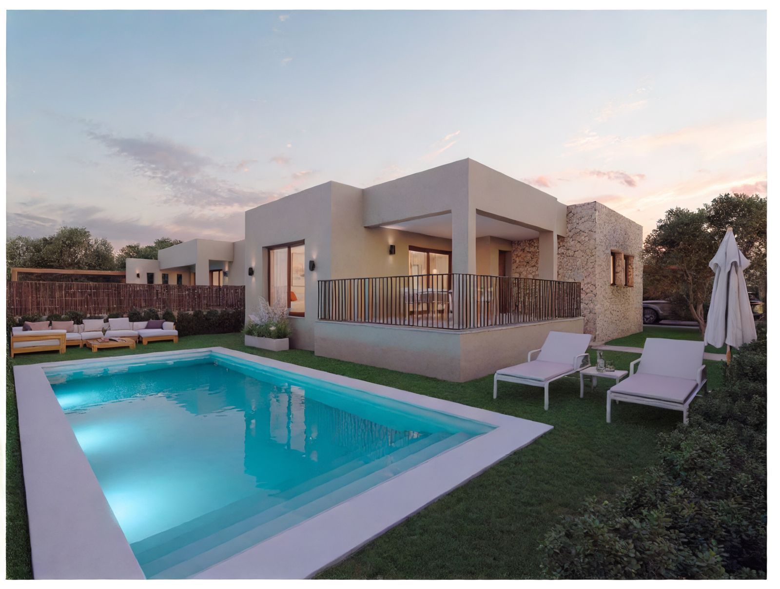 Moderne villa met zwembad en achtertuin