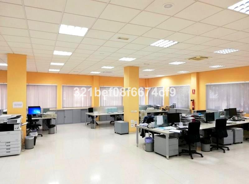 A large, modern office space with rows of desks, computers, and natural light from blinds covering windows.