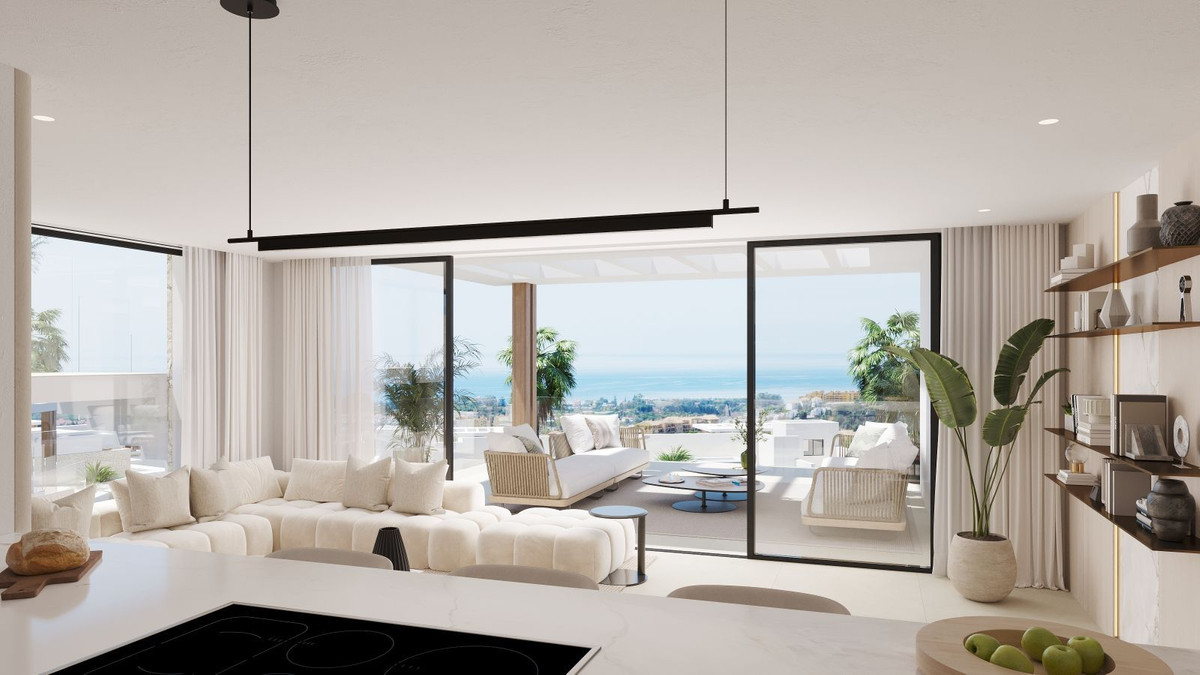 Lichte appartement met uitzicht op de oceaan en modern interieur