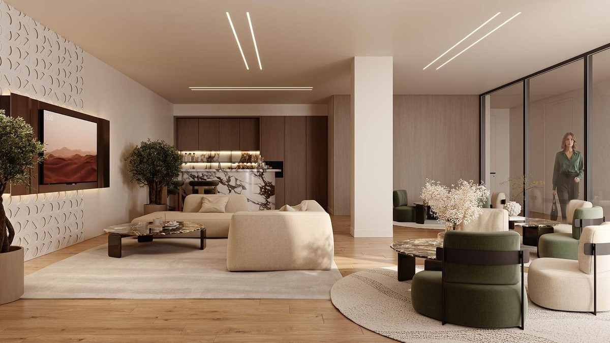 Stijlvolle woonkamer in Isidora Living Las Mesas met moderne inrichting