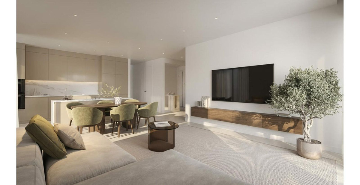 Interieur van Sunway Residence met woonkamer, eetkamer en keuken.