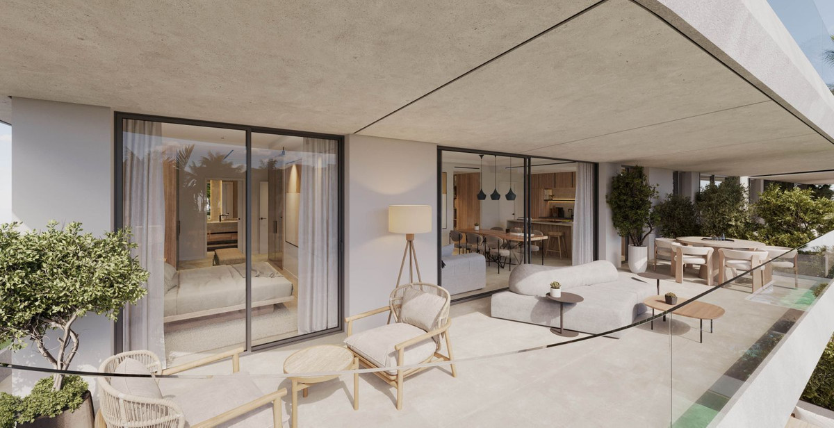 Luxe appartement terras met uitzicht op interieur