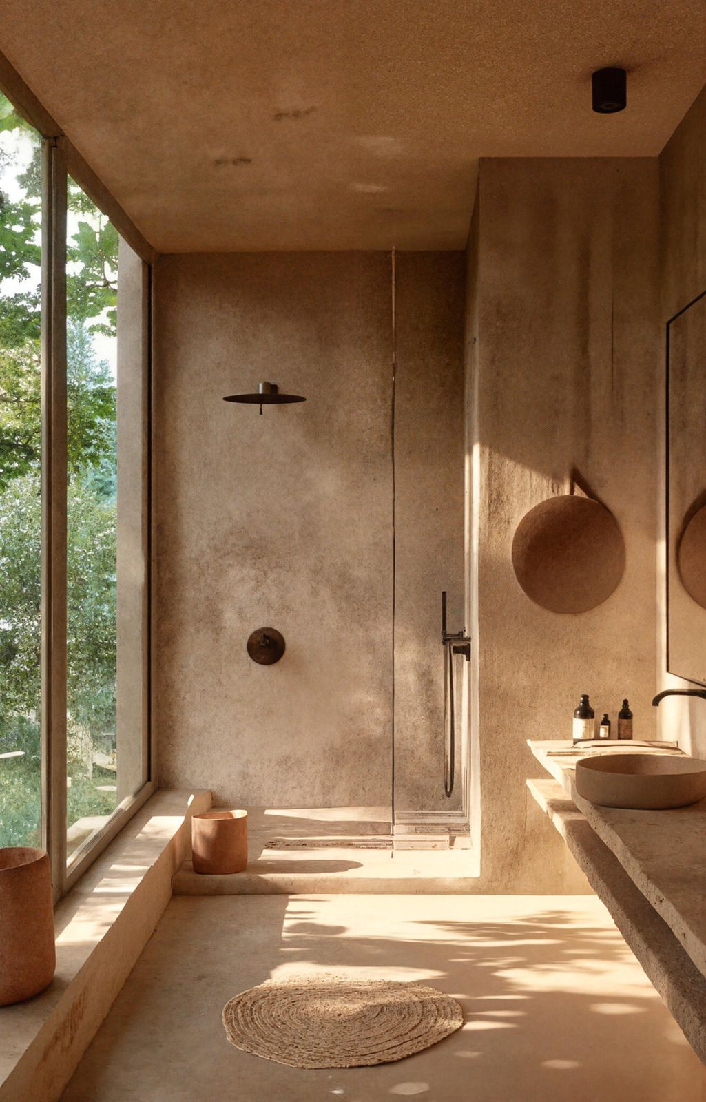 Moderne badkamer met natuurlijk licht en minimalistisch design.