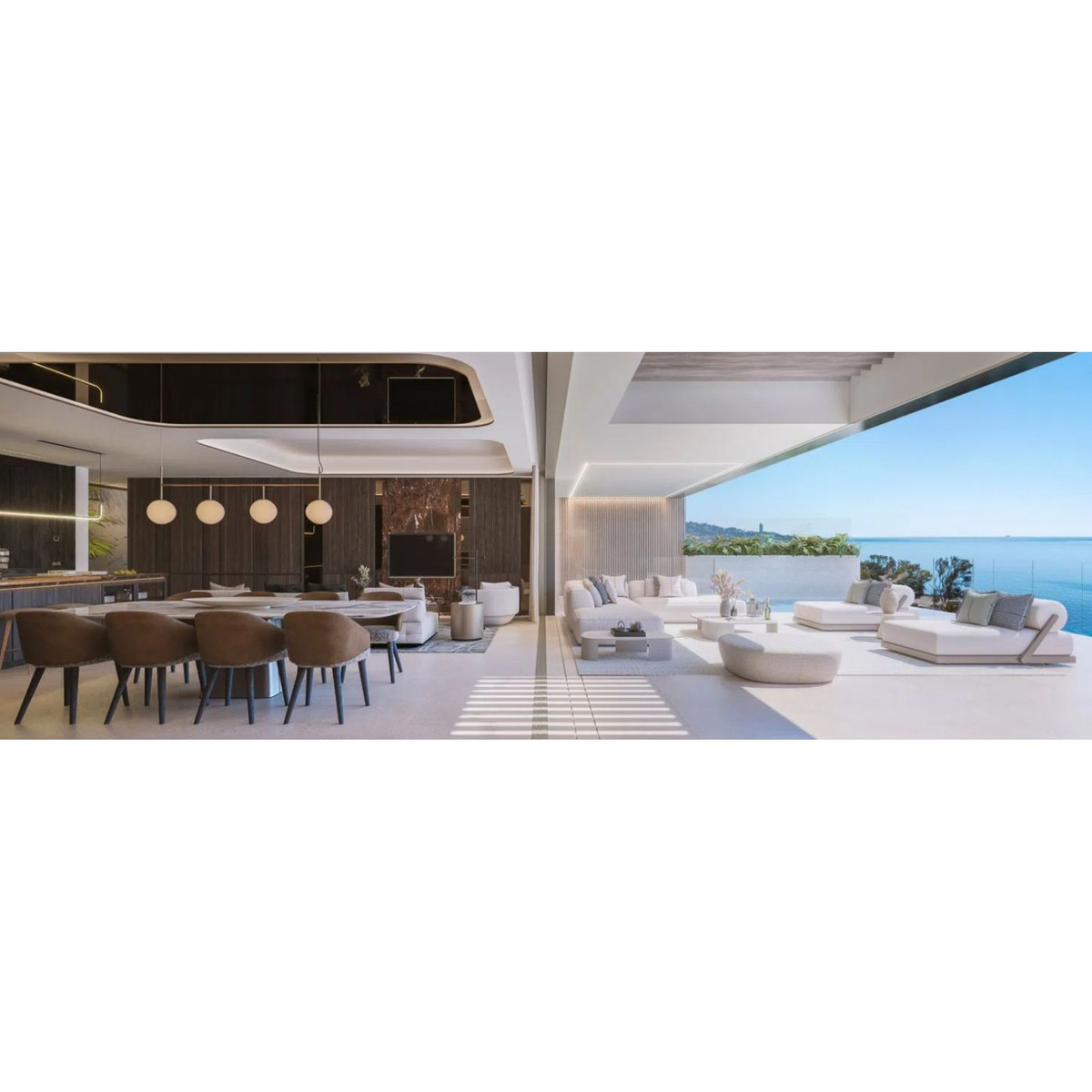 Luxe moderne villa met open concept en uitzicht op de oceaan.