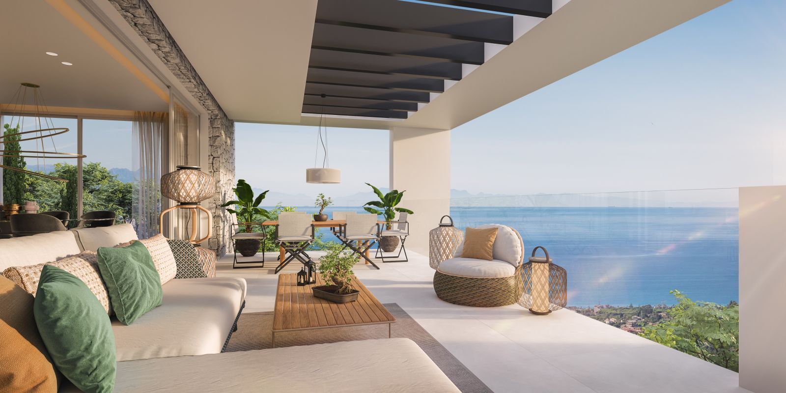 Luxe terras met uitzicht op de oceaan in Marbella
